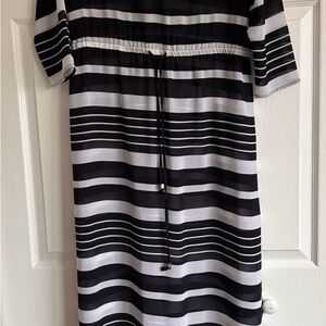 Striped navy red  and White maxi  Dress